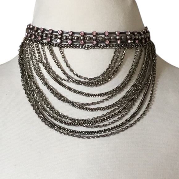 DANNIJO Layered Chain Statement Choker Necklace - Picture 1 of 7